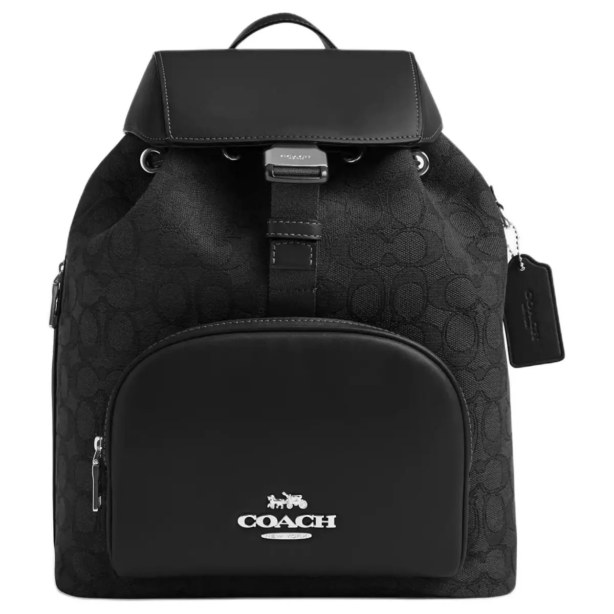 COACH PACE Jacquard With Calfskin Backpack Large Women's Black & Silver