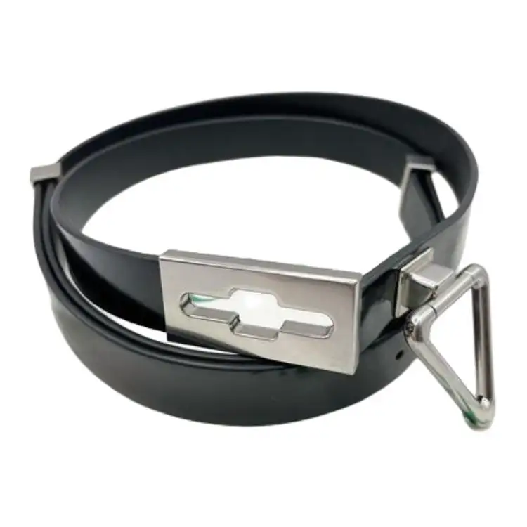 Bottega Veneta Letter Design Calfskin Leather Belts Men's Black