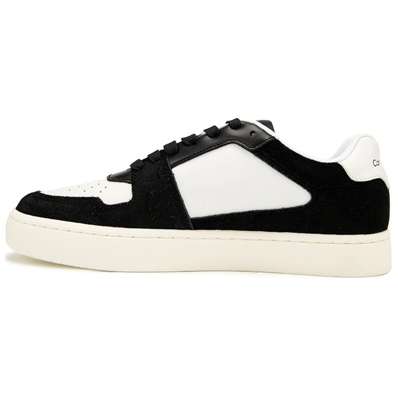 CKJ CALVIN KLEIN JEANS Винтаж Контрастная кожаная сплайсинг для отдыха Кроссовки панель обувь мужской стиль черно-белый