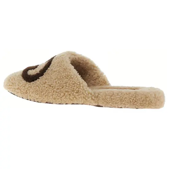 GUCCI Interlocking G Slippers Beige Sherling
