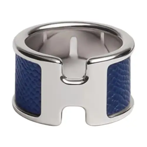 HERMES Calfskin Rings Men's Blue