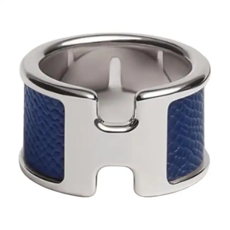 HERMES Calfskin Rings Men's Blue