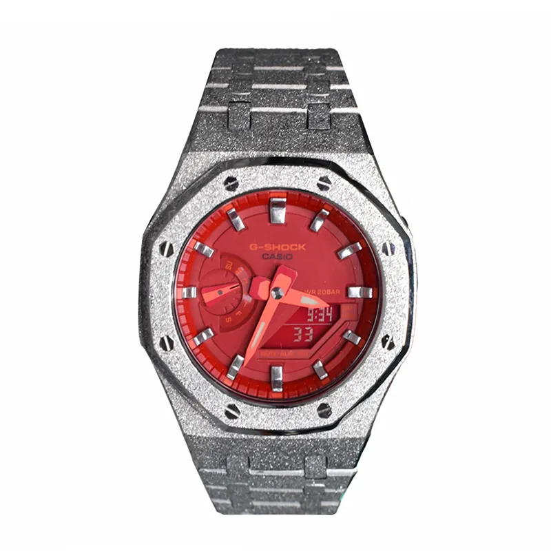 CASIO Men Liquid Crystal/Analog Dual Display Series 44mm Red Watch