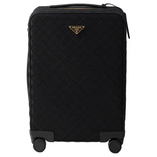 PRADA Fabric With Leather Suitcase Luggage 21 Inch Women's Black