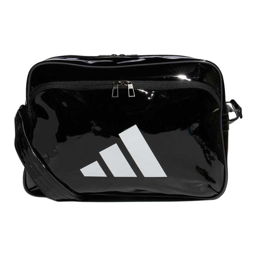 Adidas, foldable polyurethane shoulder bag for gym for training with zipper, black one-shoulder bag for men and women, for beloved
