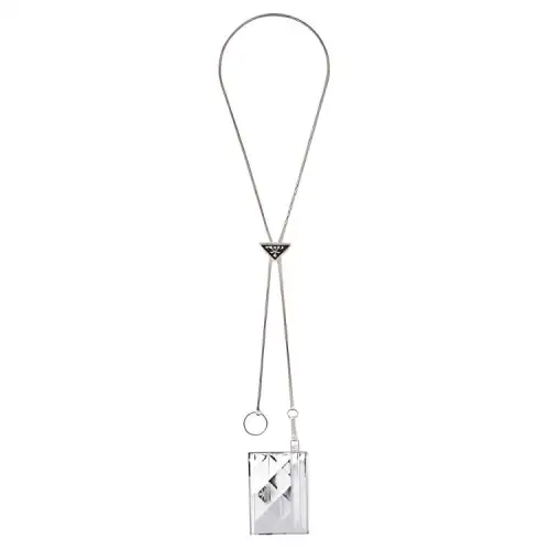 PRADA Shiny Leather Coin Purse Card Holder Necklace Bag Men's Silver