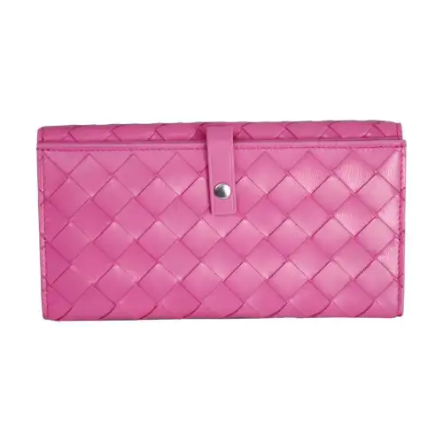 Bottega Veneta Intrecciato Lambskin Wallet Women's Pink
