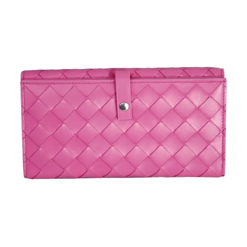 Bottega Veneta Intrecciato Lambskin Wallet Women's Pink