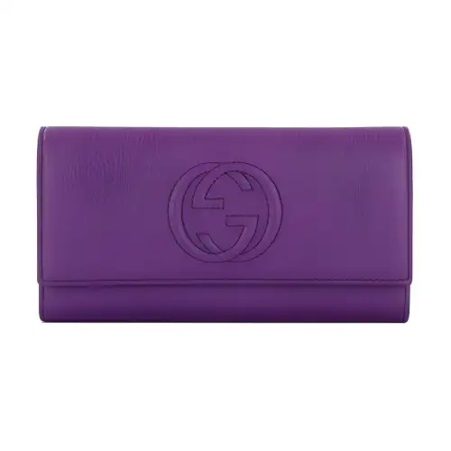GUCCI Soho Leather Wallet Women's Eggplant Purple