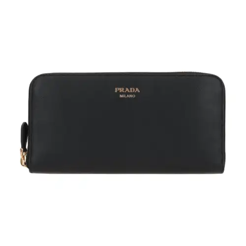PRADA Calfskin Wallet Women's Black