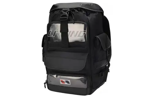 Li Ning Sports Fashion Collection Polyester Blend Polyurethane Synthetic Leather Backpack Regular Unisex Standard Black