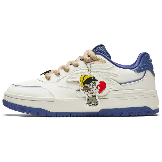 Pop Mart X ANTA Molly Skateboard Shoes Men Low-Top White Blue