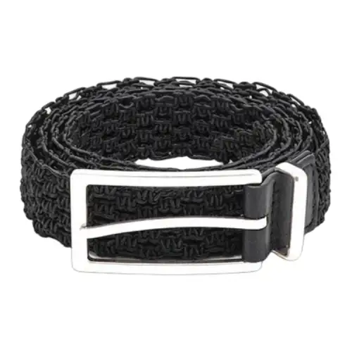 Bottega Veneta Lace Trim Design Belts Men's Black Width 2.5CM