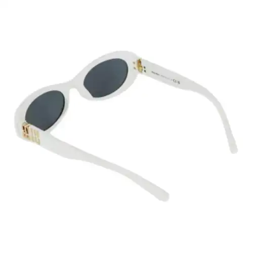 MIU MIU Plate Oval Sunglasses Women's White