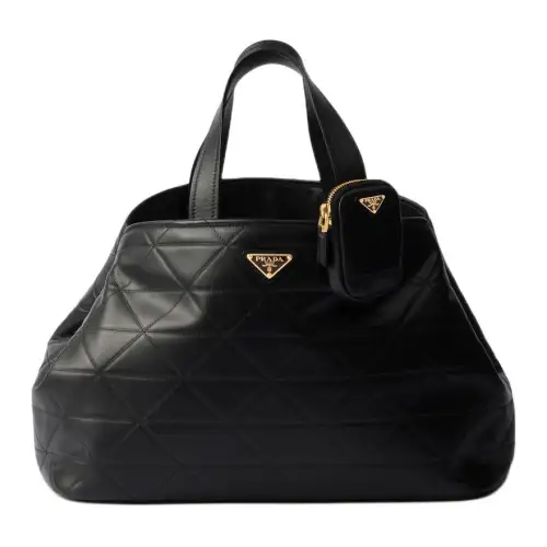 PRADA Leather Shoulder Bag, Crossbody Bag, Handbag Large Women's Black