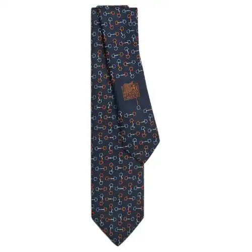 HERMES Mulberry Silk Ties Men's Orange