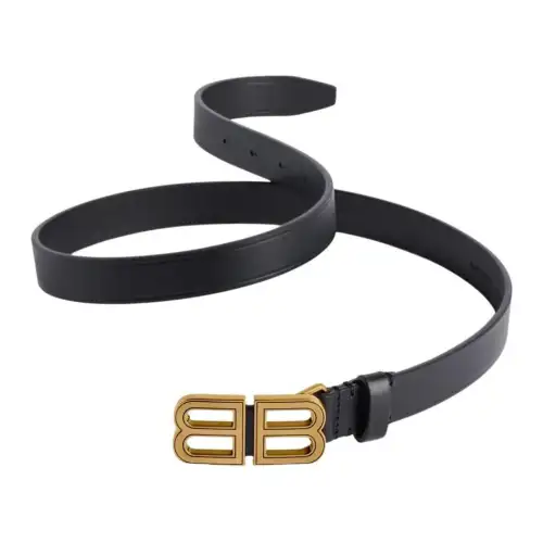 Balenciaga Emblem Decoration Calfskin Leather Belts Women's Black Width 2CM