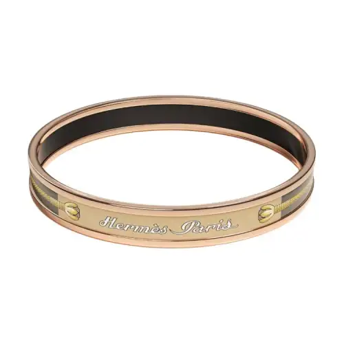 HERMES Brand Logo Rose Gold plated Bracelets Women's Gold