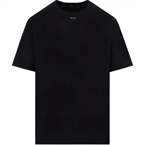 PRADA T Shirts Men's Black Crew Neck Moderate Straight Fit