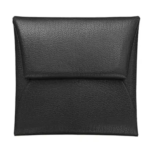 HERMES Bastia Chamkila Goat Skin Coin Purse Wallet Women's 89 Noir Black