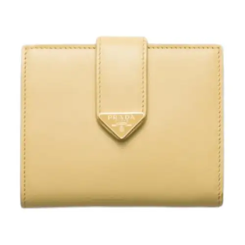 PRADA Leather Wallet Small Women's Vanilla