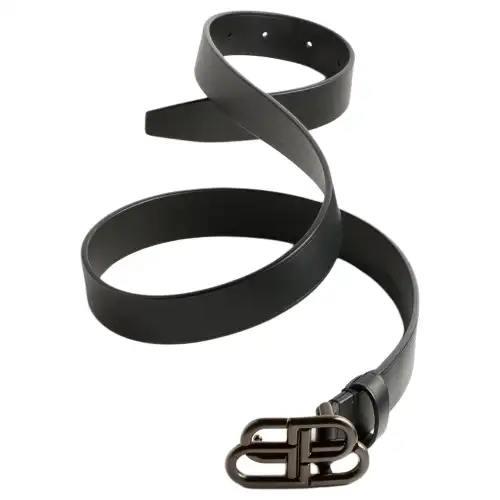 Balenciaga BB Badge Decoration Calfskin Leather Belts Women's Black Width 2.8CM
