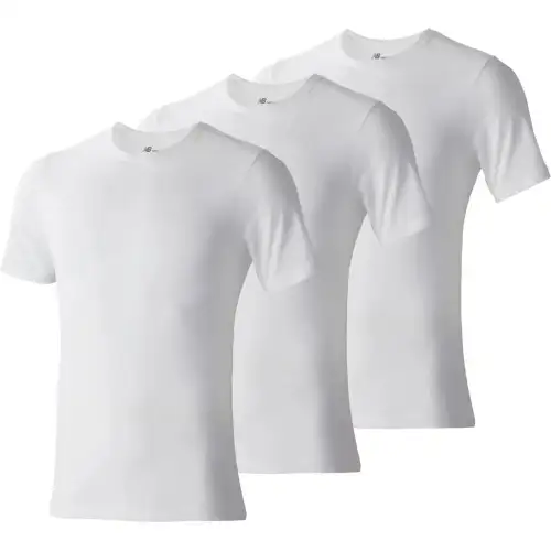 New Balance T Shirts Men's 3 Pack White Crew Neck Moderate Straight Fit