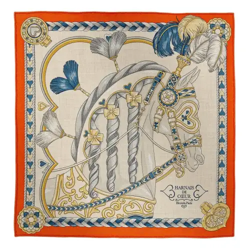 HERMES Silk Knit Scarves Women's Vermilion