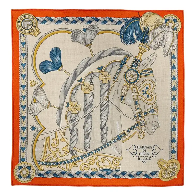 HERMES Silk Knit Scarves Women's Vermilion