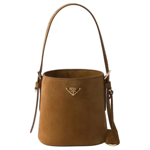 PRADA Suede Bucket Bag, Handbag, Shoulder Bag Mini Women's Cinnamon Brown