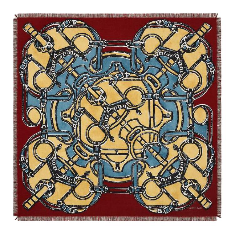HERMES Brand Logo Cashmere Knit Scarves Unisex Red