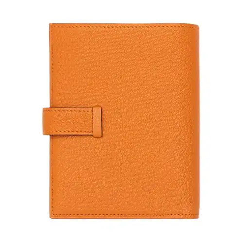 HERMES Bearn Gold tone Lock Mysore Goat Skin Wallet Women's 93 Orange Hermes Orange