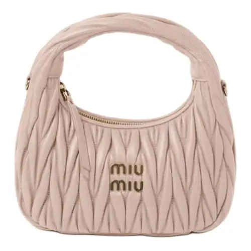 MIU MIU Wander Soft Sheep Leather Hobo Bag, Crescent Bag, Shoulder Bag, Crossbody Bag, Handbag Small Women's Pink