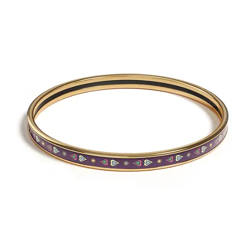 HERMES Enamel Gold plated Bangles Unisex Purple