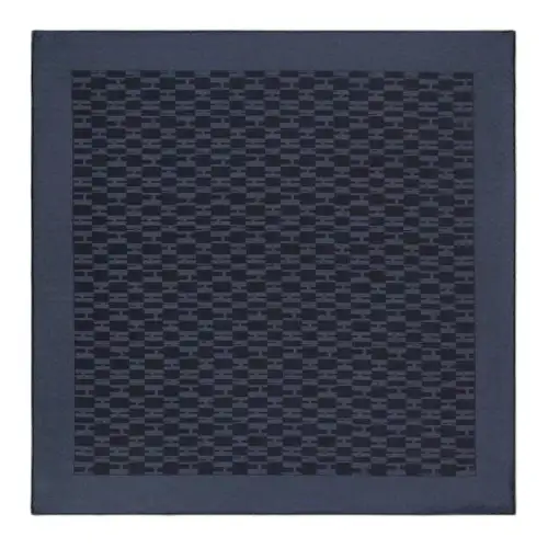 HERMES Letter Print Silk Scarves Men's Dark Blue