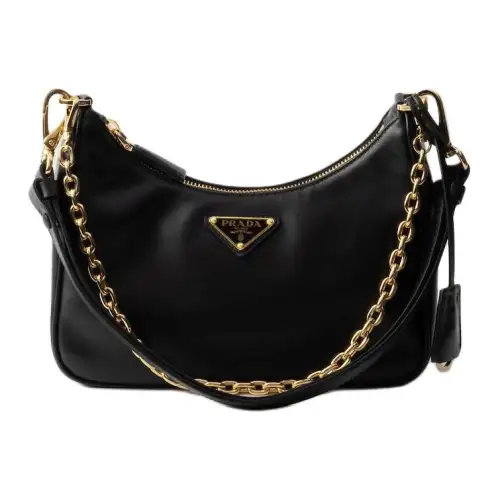 PRADA Re Edition Leather Handbag, Shoulder Bag Mini Women's Black