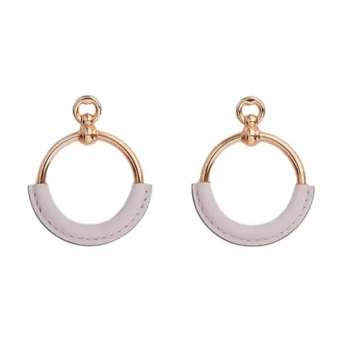 HERMES Rose Gold plated Earrings Women's Purple/Gold