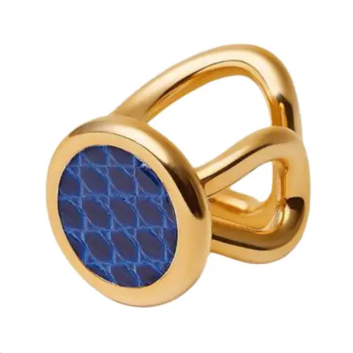 HERMES Gold Clip On Earrings Women's Sapphire Blue