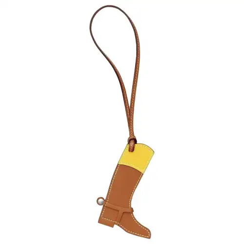 HERMES Calfskin Charms Unisex Yellow