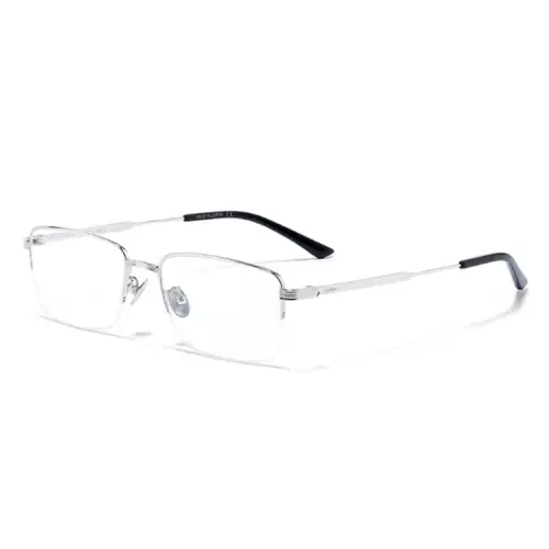 CARTIER Titanium Rectangular Eyeglass Frames Unisex Silver