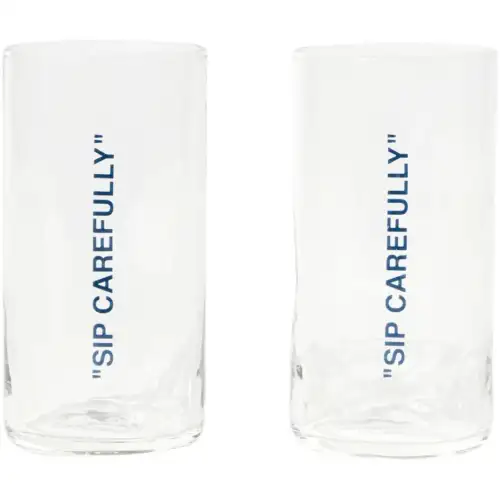 OFF-WHITE Transparent cocktail wineglass with letters, glass set, 2 pieces