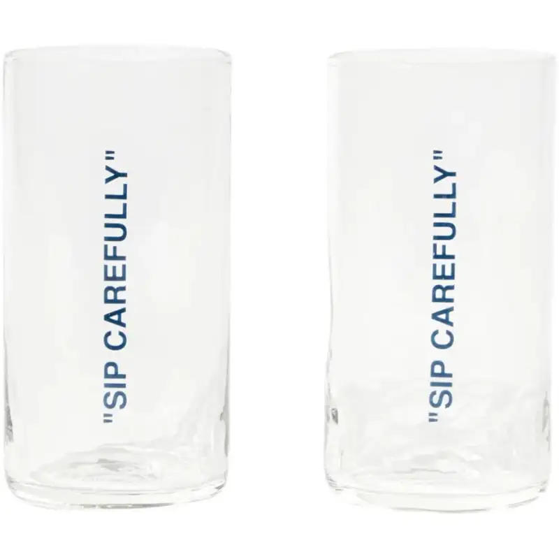 OFF-WHITE Transparent cocktail wineglass with letters, glass set, 2 pieces