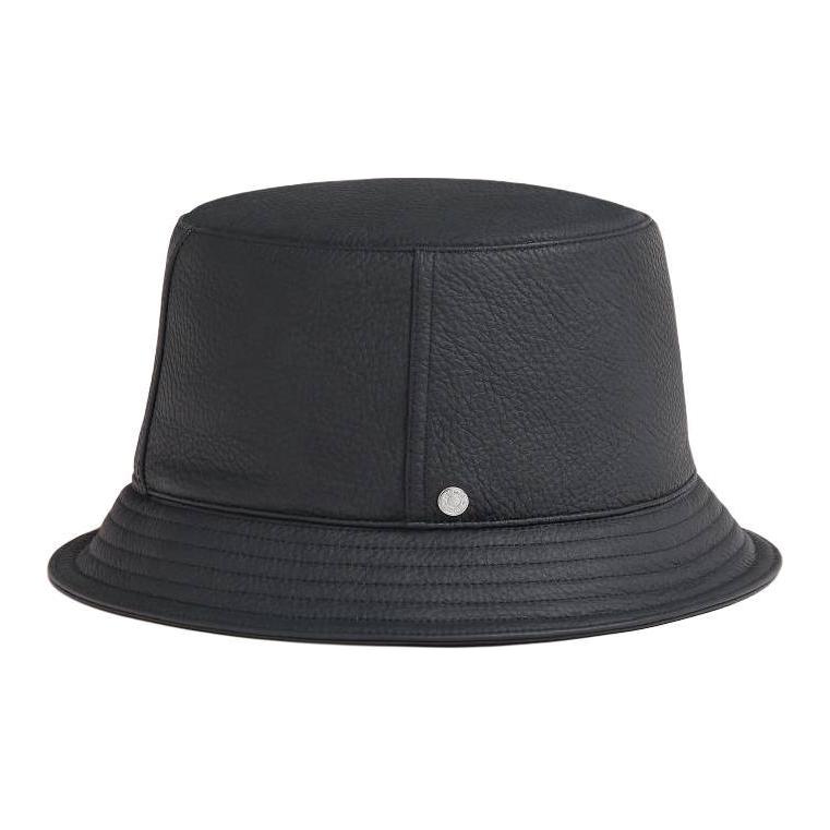 HERMES Deerskin, Silk, Viscose, Palladium Plated Bucket Hats Unisex Black