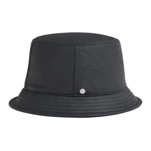 HERMES Deerskin, Silk, Viscose, Palladium Plated Bucket Hats Unisex Black