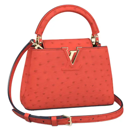 LOUIS VUITTON Capucines Ostrich Leather Kapsyn Shoulder Bag, Crossbody Bag, Handbag Mini Women's Red
