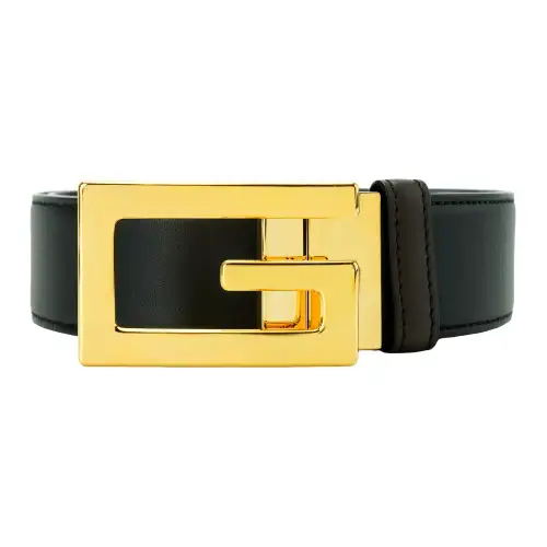 GUCCI G Leather Belts Unisex Black/Brown Width 3.5cm