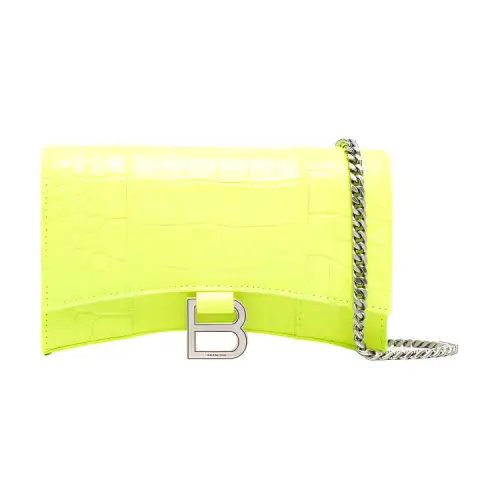 Balenciaga Hourglass Calfskin Shoulder Bag, Crossbody Bag, Wallet Women's Neon Green
