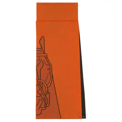 HERMES Cashmere Knit Scarves Unisex Orange