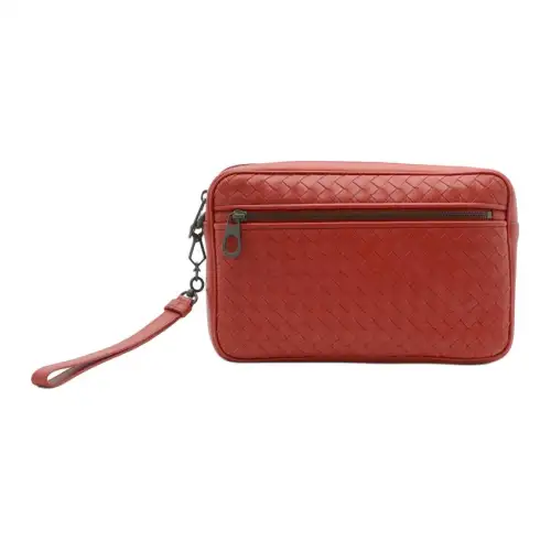 Bottega Veneta Leather Clutch Women's Red