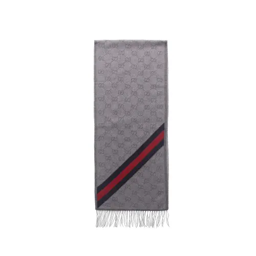 GUCCI Wool Knit Scarves Women's Dark Gray
